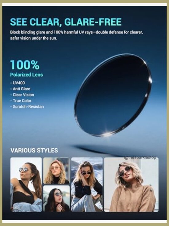Polarized Sunglasses with UV Protection, Classic Square Frames